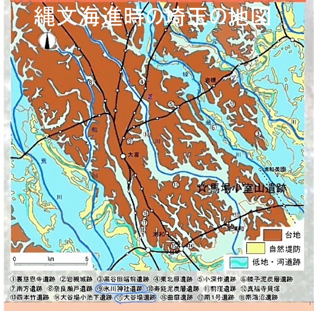 縄文海進時の埼玉の地図
